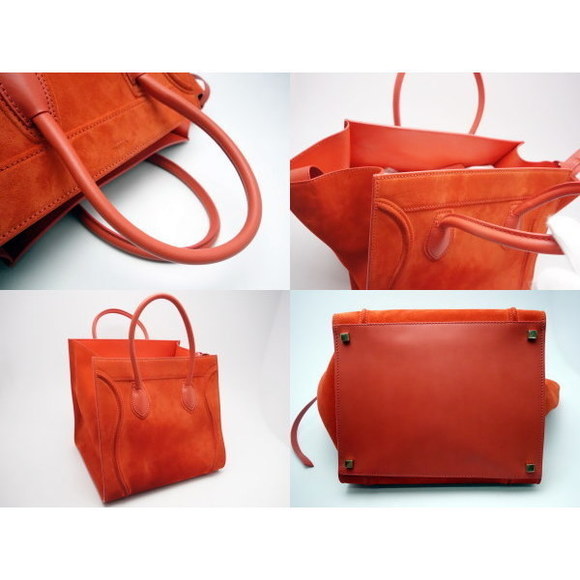 Celine Bag Small Square Phantom Luggage Suede Orange - Picture 3 of 3